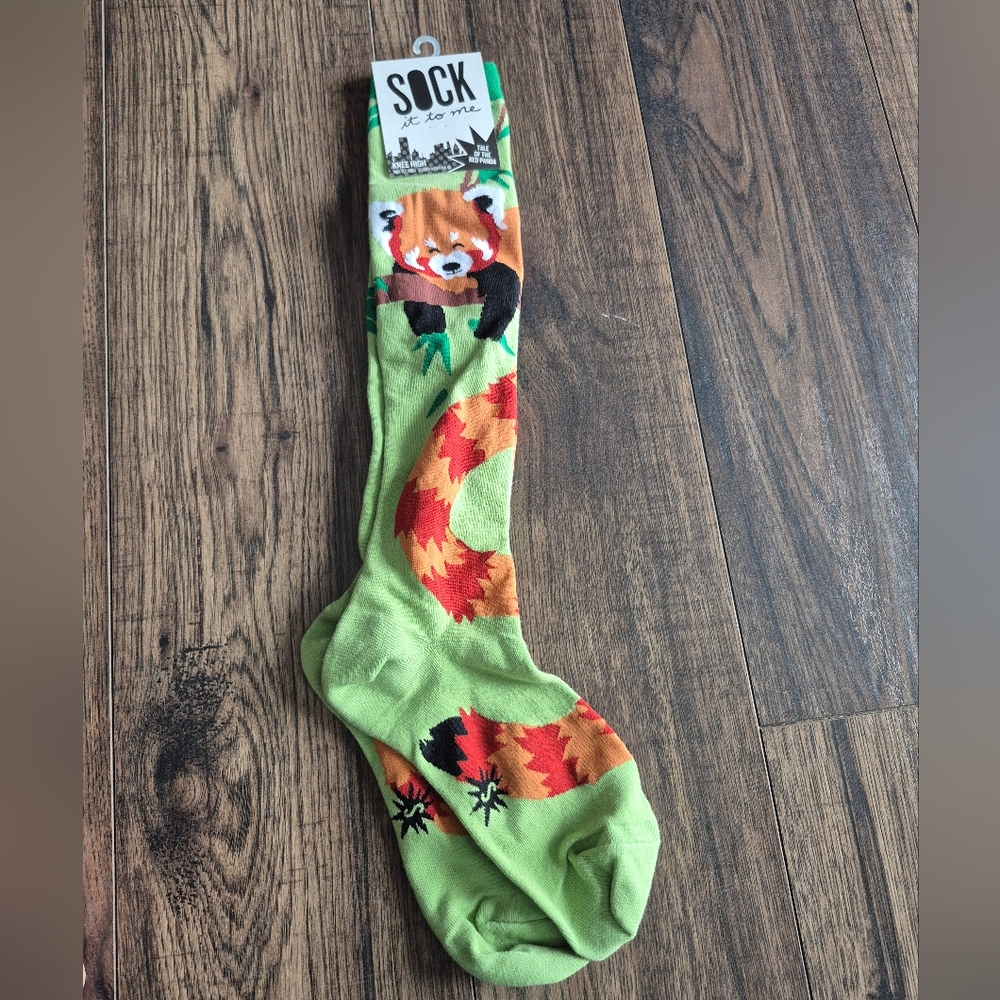 Red panda knee high socks